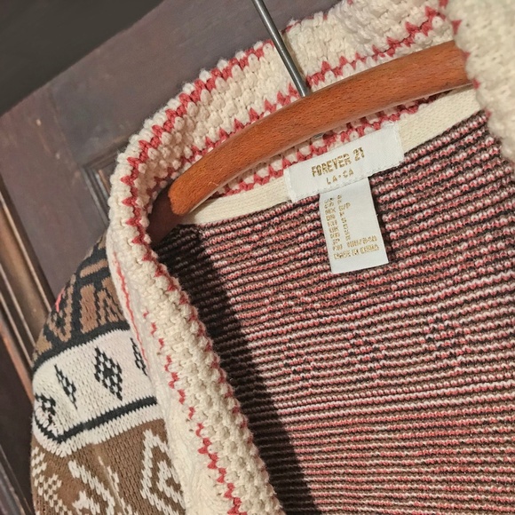 Forever 21 Cardigan Open Front Aztec Southwestern Tribal Geometric Sweater Boho - Picture 5 of 16